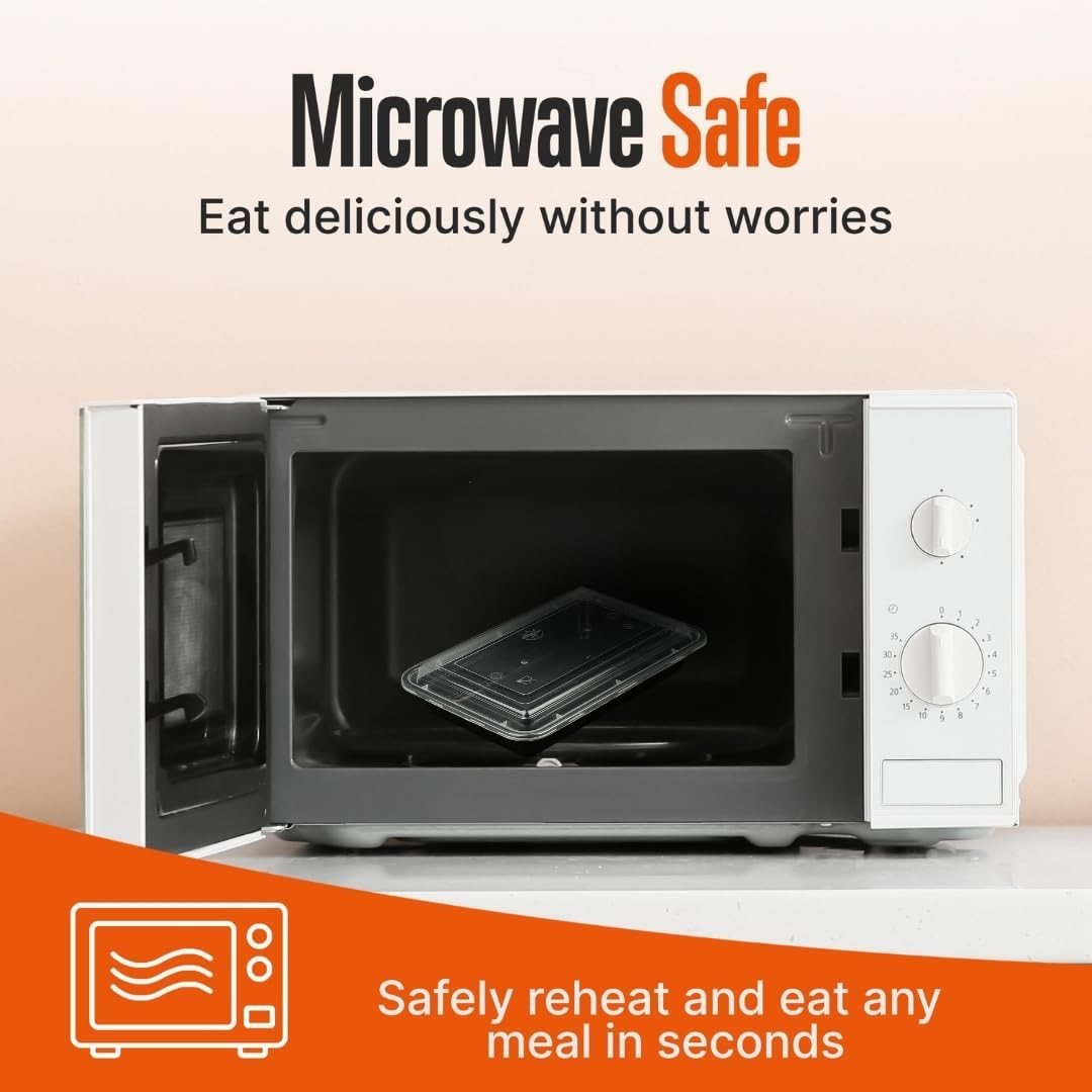 SQUATZ 100 Meal Prep Containers 33oz Reusable with Lid, Sturdy Leakproof & Food Safe, Microwave, Freezer, Dishwasher Safe Food Prep Containers To Go Take Out Plastic Storage BPA-Free Includes Utensils