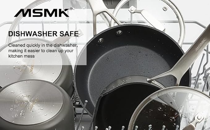 MsMk 7 inch Small Egg Nonstick Frying Pan with Lid, Eggs Omelette Burnt also Non stick, Scratch-resistant, Induction Skillet, Oven Safe to 700°F Pan for Cooking, Dishwasher Safe