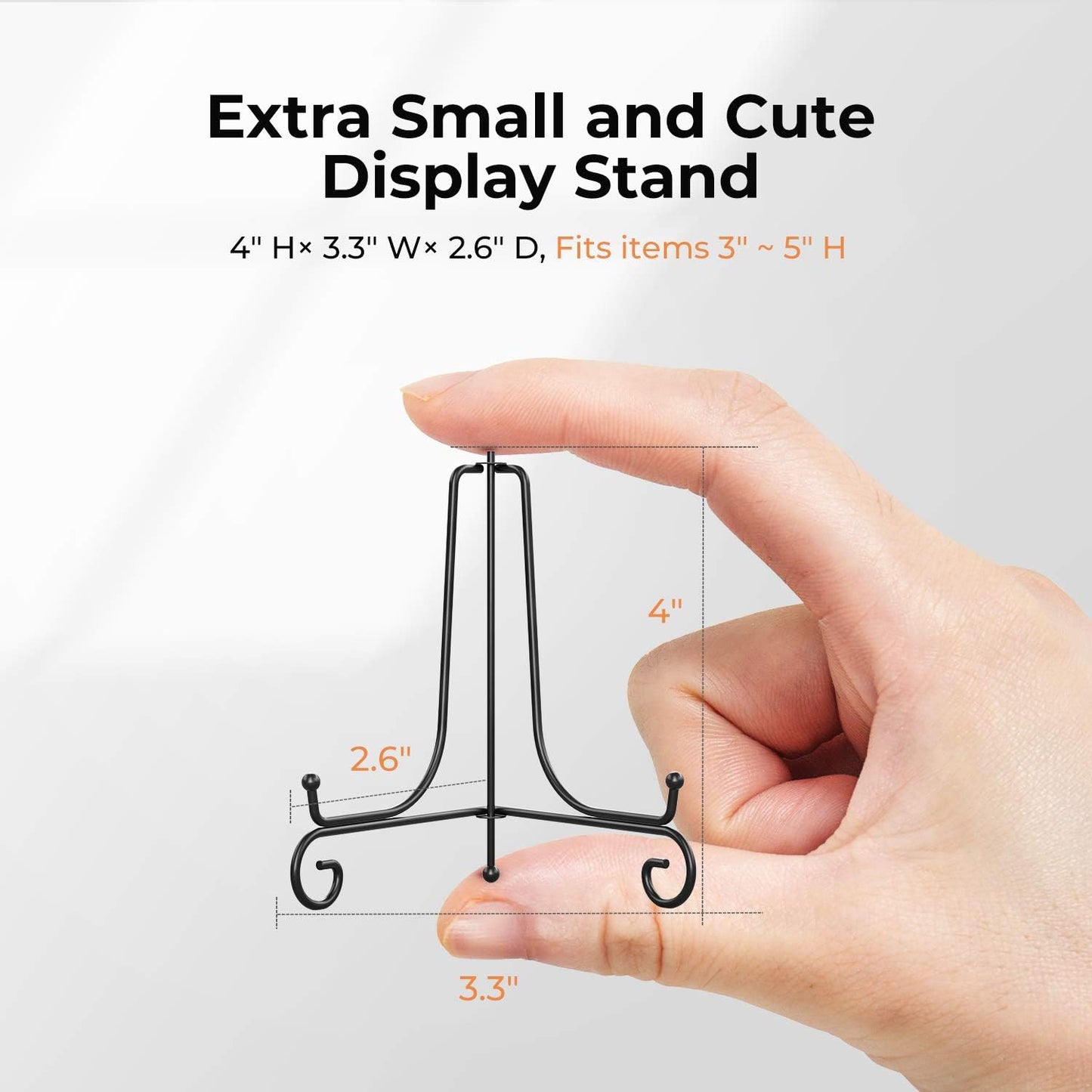 TR-LIFE Plate Stands for Display - 4 Inch Plate Holder Display Stand + Metal Easel Stand for Picture Frame, Decorative Plates, Book, Photo, Collectibles (2 Pack)