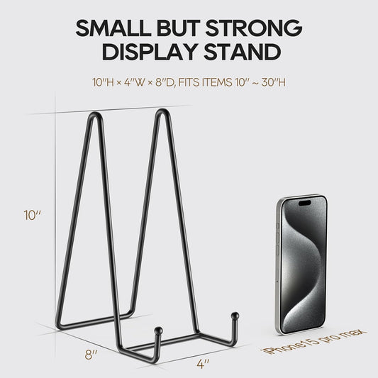 HONGYUTAI 3 Pack 10 Inch Plate Stands for Display Picture - Vinyl Table Top Display, Decorative Metal Frame Holders for Book , Photo and Platter, Tabletop Art, Black 3 Packs