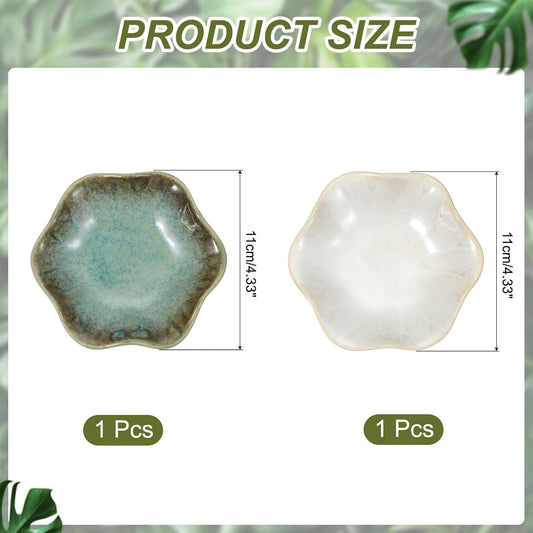 uxcell 2Pcs Ceramics Jewelry Plate, Lotus Leaf Shape Key Holder Bowl for Entryway Table Decor Small Ring Tray Dish Gift for Women Girlfriend, Grass Green/White