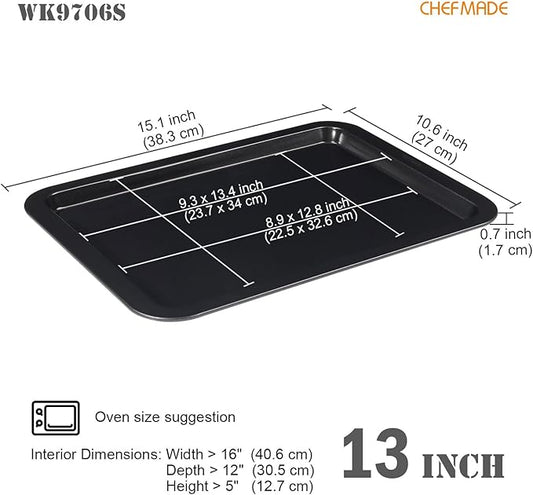 CHEFMADE Baking Sheet Pan, Nonstick 13-Inch Rimmed Cookie Sheet Pan Bakeware, 9.3" x 13.4" x 0.7"