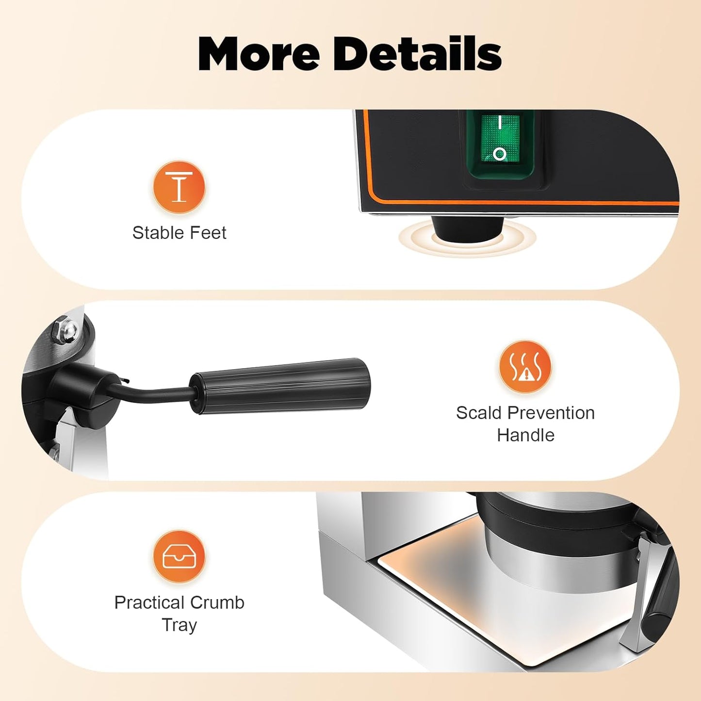 Electric Panini Press, Waffle Maker & Burger Grill - Non-Stick Cast Iron Plates with Temperature Control, Indoor Waffle Maker for Home & Commercial Use, Versatile Griddle with Adjustable Heat Setting