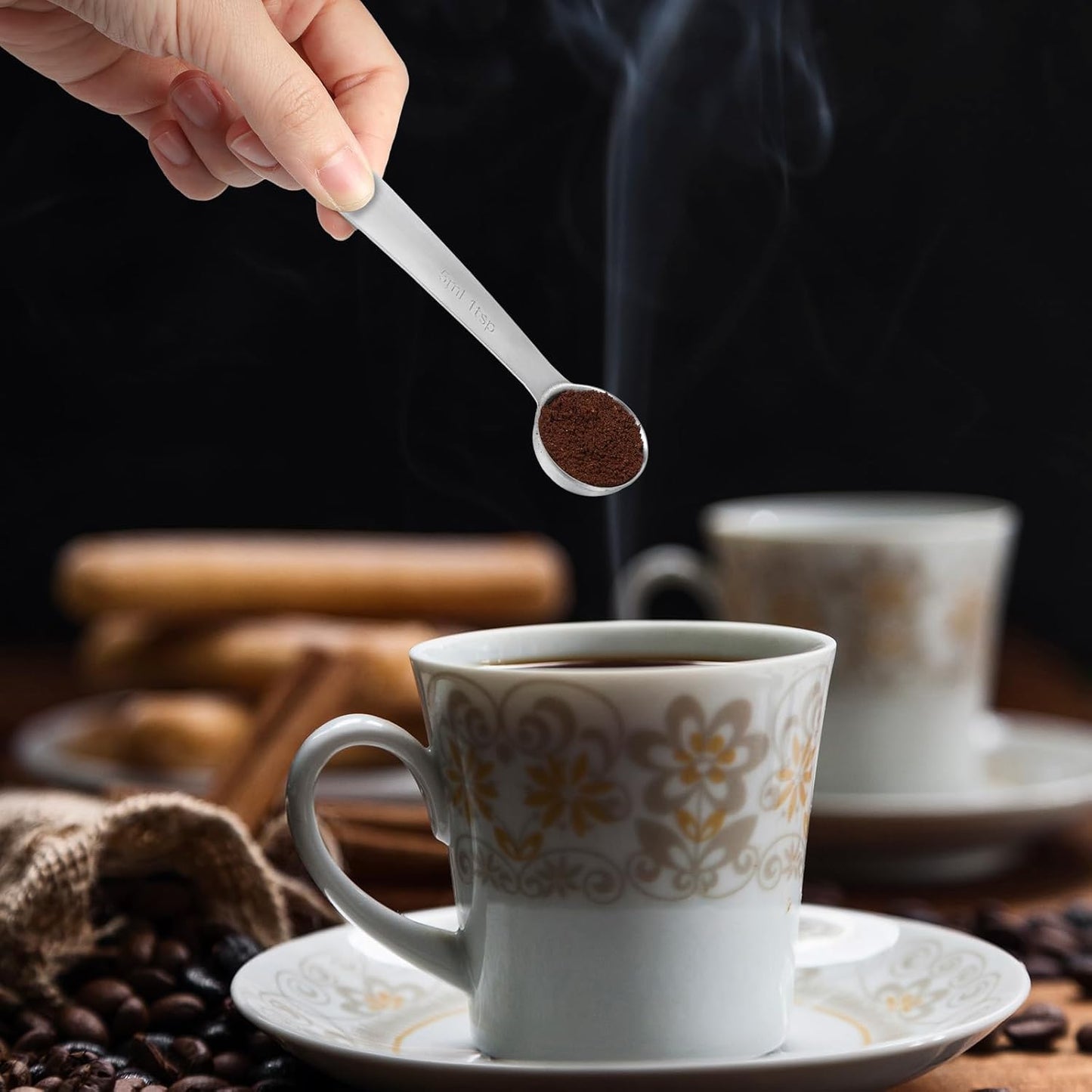 Lusofie 2 Pcs 1 Teaspoon Measuring Spoons 5ml Mini Spoons Stainless Steel Measuring Spoons For Kitchen Cooking Spoon Coffee Spoon (Silver)