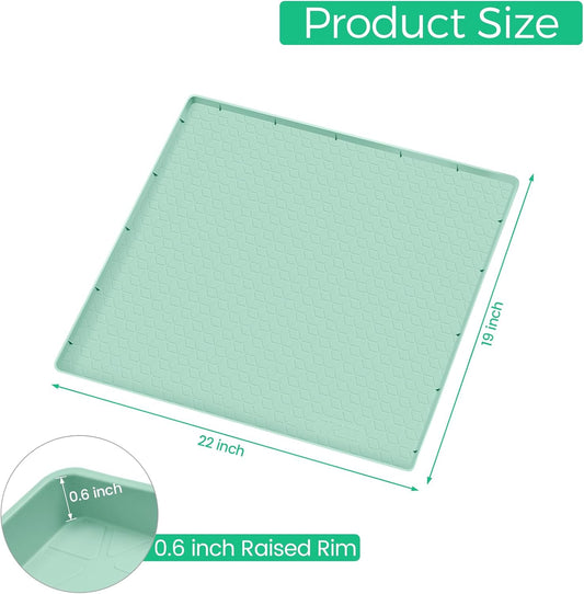 TRZZ Silicone Waterproof Under Sink Mat 22" x 19", Drip Tray and Cabinet Liner for Kitchen and Bathroom, Prevents Water Damage and Organizes Cabinets (Mint Green)