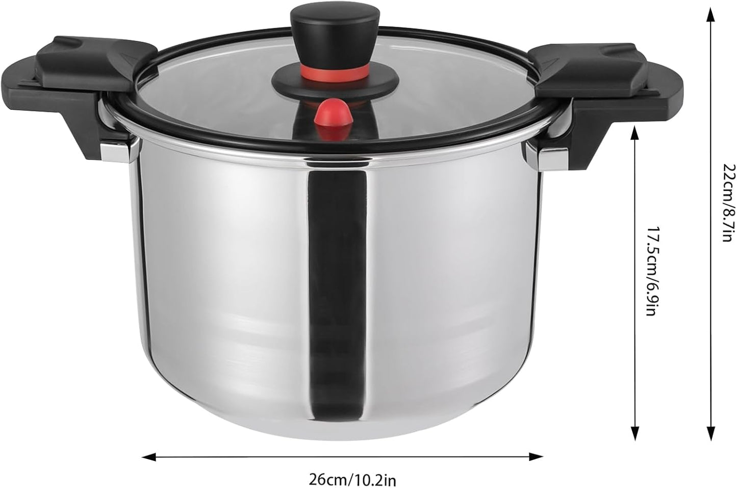 7.4Qt Pressure Pot, 60Kpa Pressure Canner Cooker with One-hand Operating Glass Lid, Stainless Steel Instant Fast Cooking Pot Suit for Family of 6-7 (Silver)