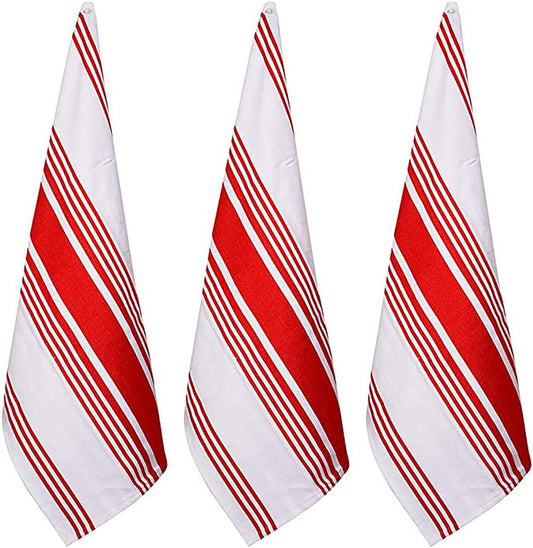 Urban Villa Kitchen Towels 100% Cotton Pack of 6, Highly Absorbent Quick Drying Super Soft Premium Dish Towels 20x30 Inch for Kitchen with Hanging Loop Hand & Tea Towels - Red/Blue/White