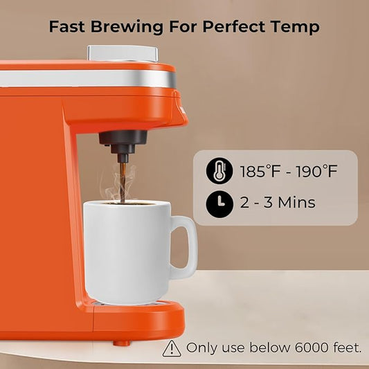 CHULUX Single Serve Coffee Maker for K Capsule, Mini Coffee Maker for One Cup Americano, Lightweight Pod Coffee Machine, Orange