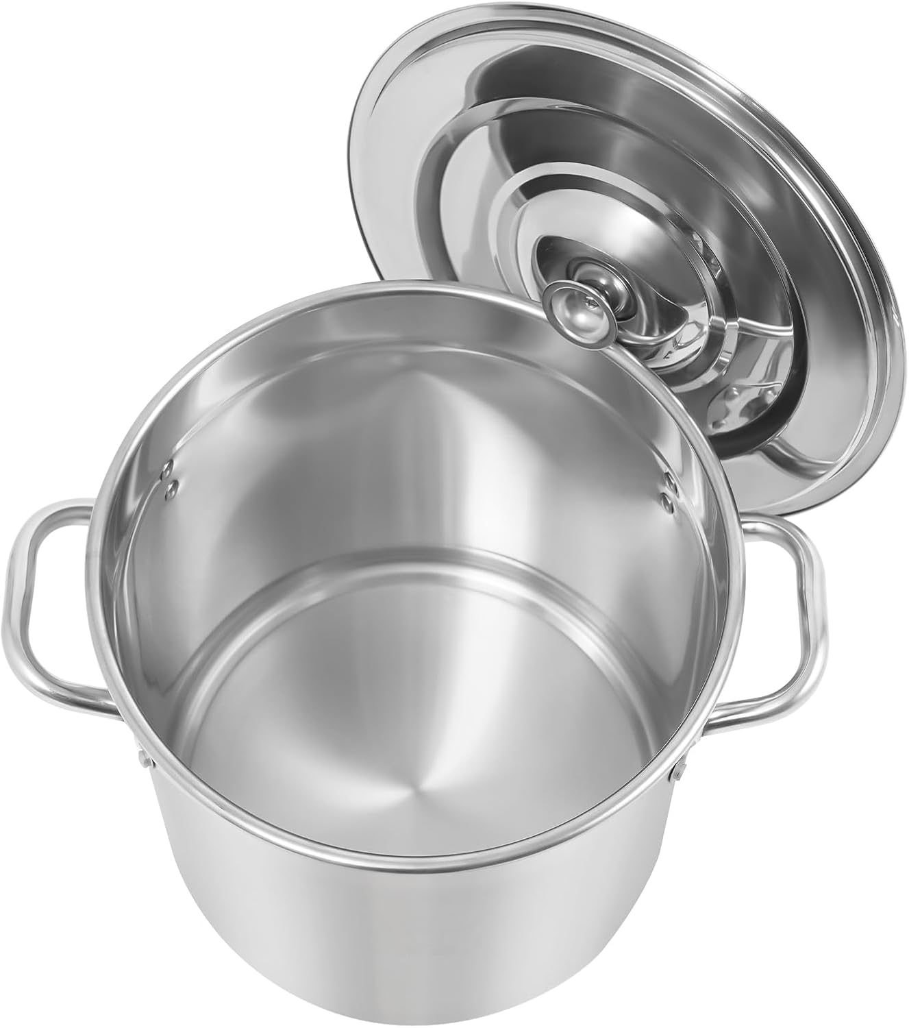 Stock Pot with Lid, 304 Stainless Steel Big Pots for Cooking, 22 Quart Stockpots with Hanging Lid and Handle, Anti-Corrosion, Anti-Rust, Used for Induction Stoves, Gas Stoves, Electric Stoves