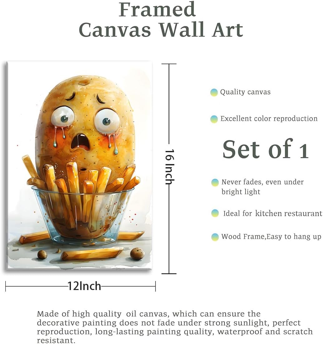 OIQArtOIQ Funny Kitchen Wall Art, Weird Kitchen Wall Decor, Vegetable Paintings Cool Postsers, Food Art, Eclectic Decor Dining Room, Chef Canvas Wall Art Print Artwork, Pickle Pictures