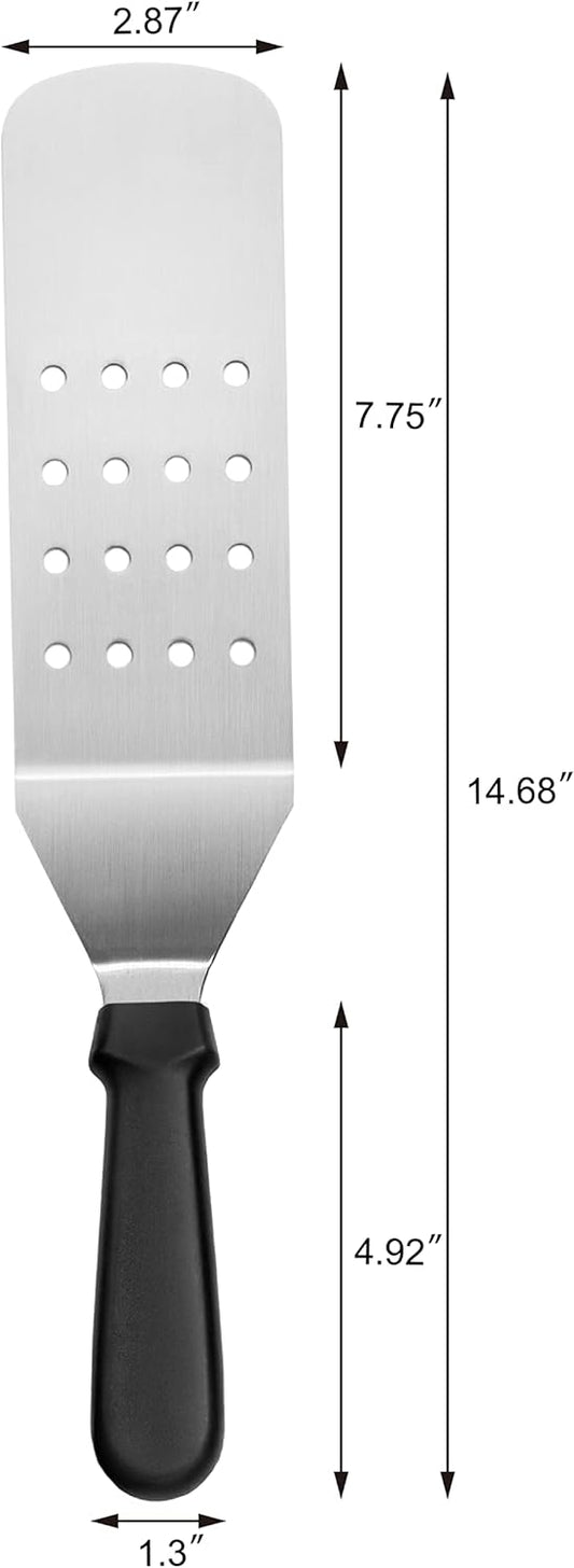 New Star Foodservice 38385 Plastic Handle Flexible Grill Turner/Spatula, Perforated, 14.5-Inch, Black