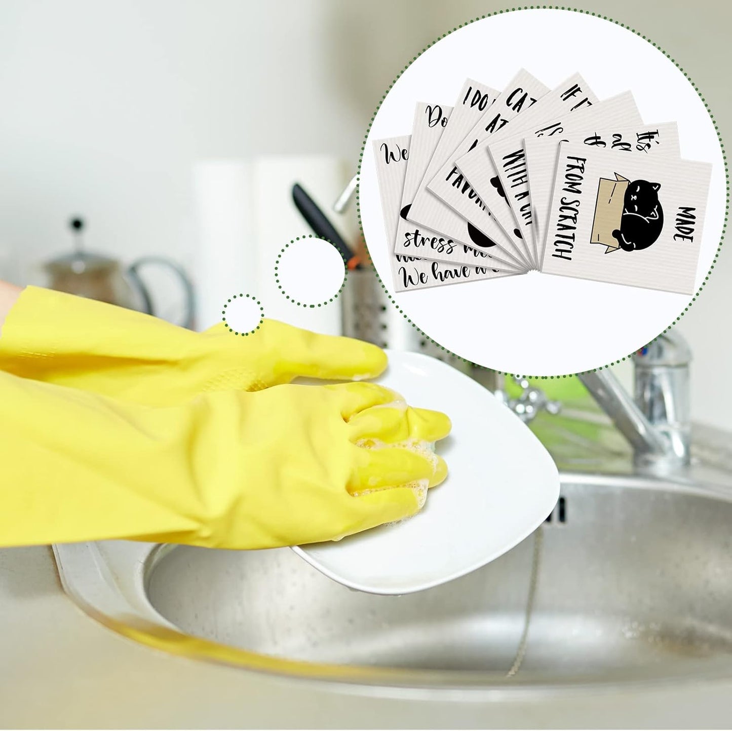 Funtery 8 Pcs Cat Swedish Kitchen Dishcloths Reusable Swedish Absorbent Sponge Cloths Washable Kitchen Dish Towel Quick Drying Decorative for Animal Lover Gifts for Women Hand Towel