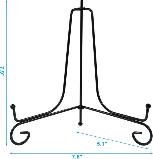 Hordion 2 Pack Plate Stand, 6 Inch Black Iron Easel Photo Display Stand Plate Holder for Picture Frame Book Tabletop Art Platter
