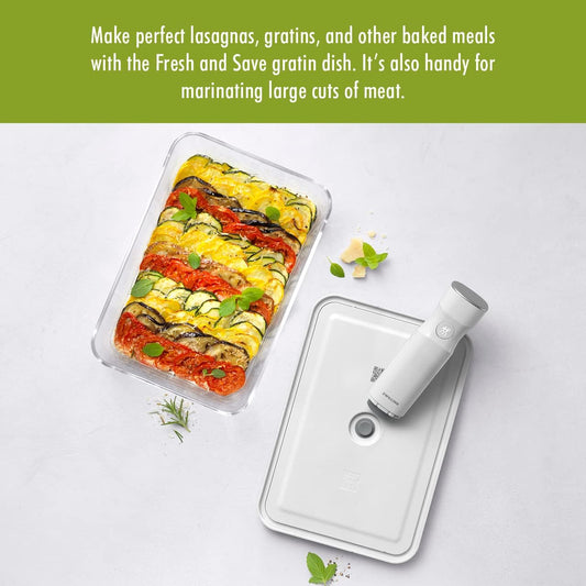 ZWILLING Fresh & Save Glass Vacuum Gratin Dish, Airtight Food Storage Container