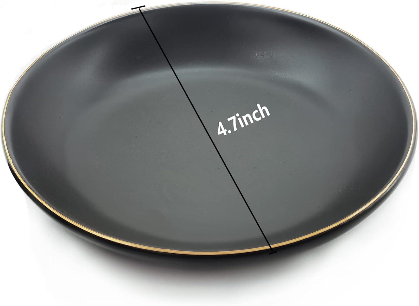 4.75" Ceramic Jewelry Tray, Small Ring Dish Holder Trinket Tray, Catch All Trays for Ring Earring Necklace Key, Christmas Gifts for Women Girls, Black