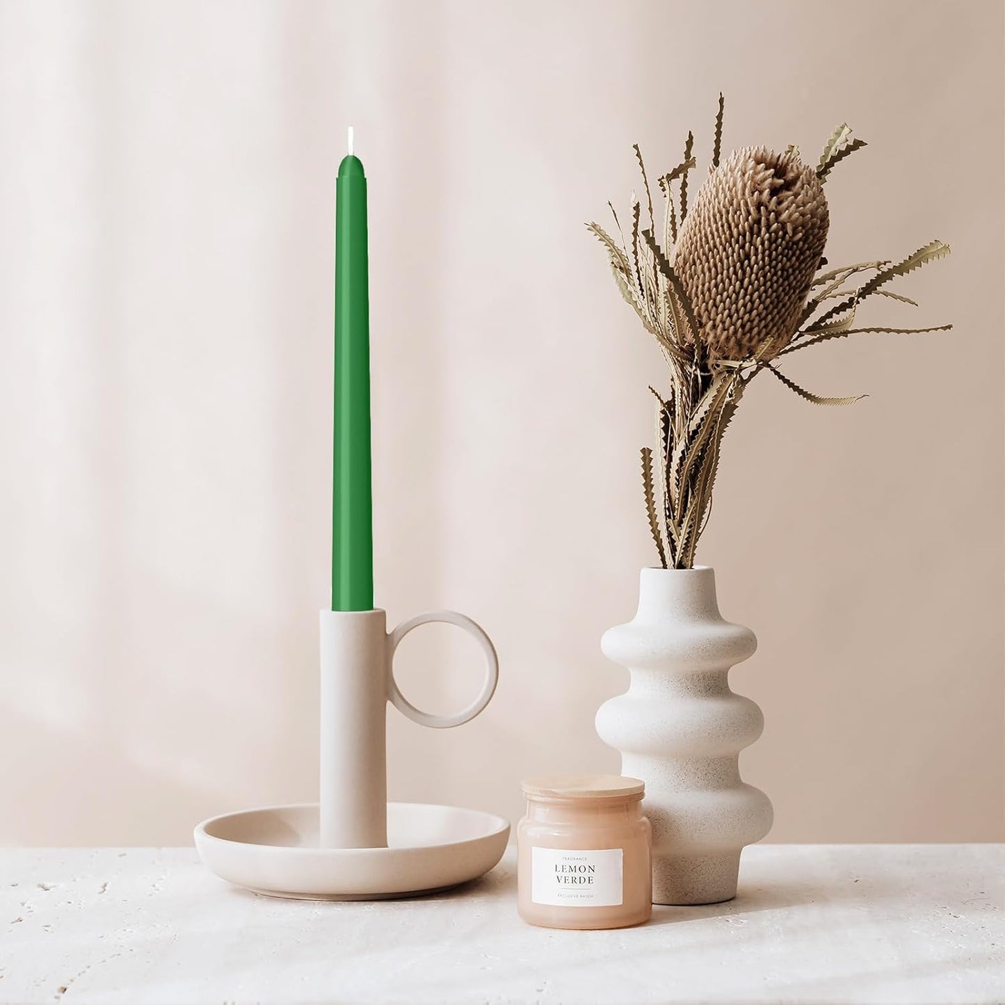 4 Pack Taper Candles - Taper Candles 10 Inch Dripless, Smokeless & Unscented - 8 Hours Long Burning - Hand Poured Tall Candlesticks - Ideal for Weddings, Dinner Parties (Green, 4 Pack Taper Candle)