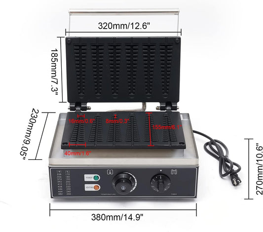 6PCS Electric Stick Waffle Pancake Maker,Non-stick Pancake Baker Machin,110v Rotated Muffin Maker Machine,Electric Muffin Maker Stainless Steel for Home Kitchen,control 50-300℃,1550w