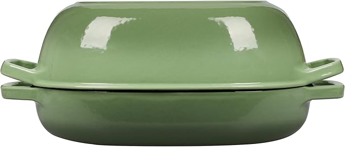Enameled Cast Iron Oval Dutch Oven Pot with Lid, Dutch Oven for Sourdough Bread Baking, Oval Bread Pan, 7qt, Pistachio Green