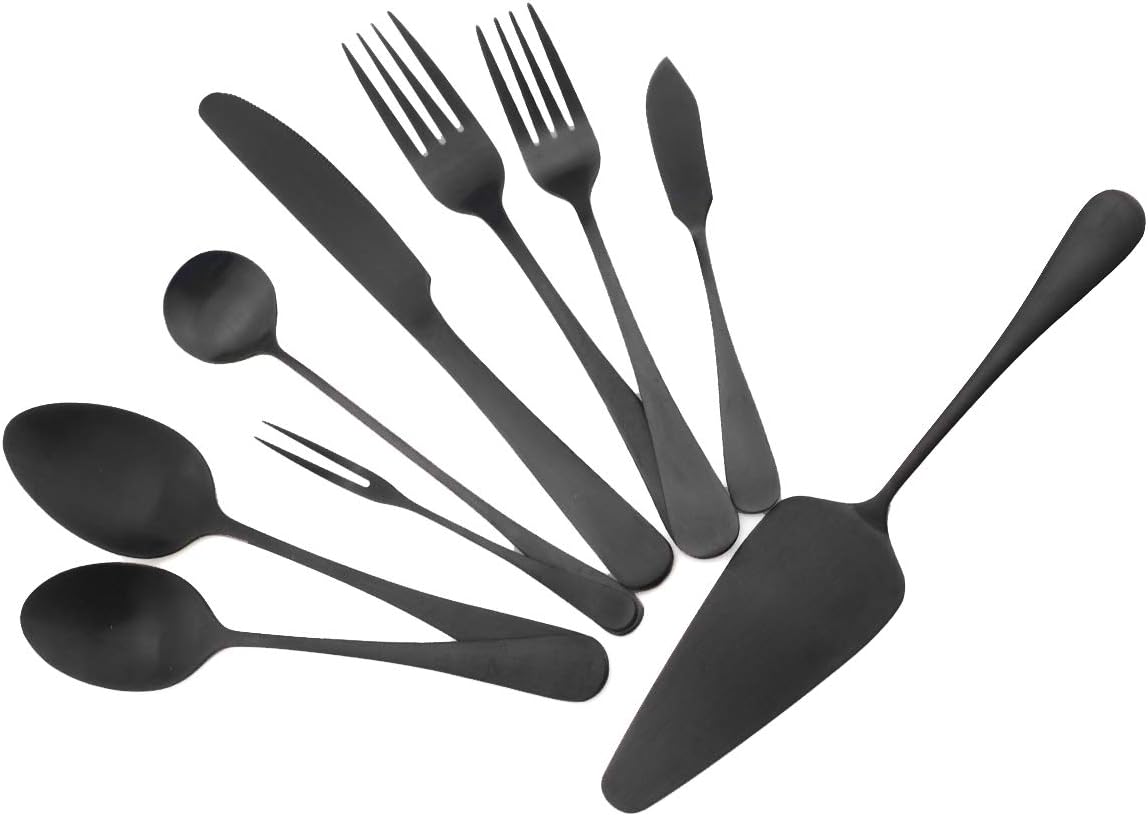 Gugrida Luxury 18/10 Stainless Steel Flatware Set Matte Black Silverware Set