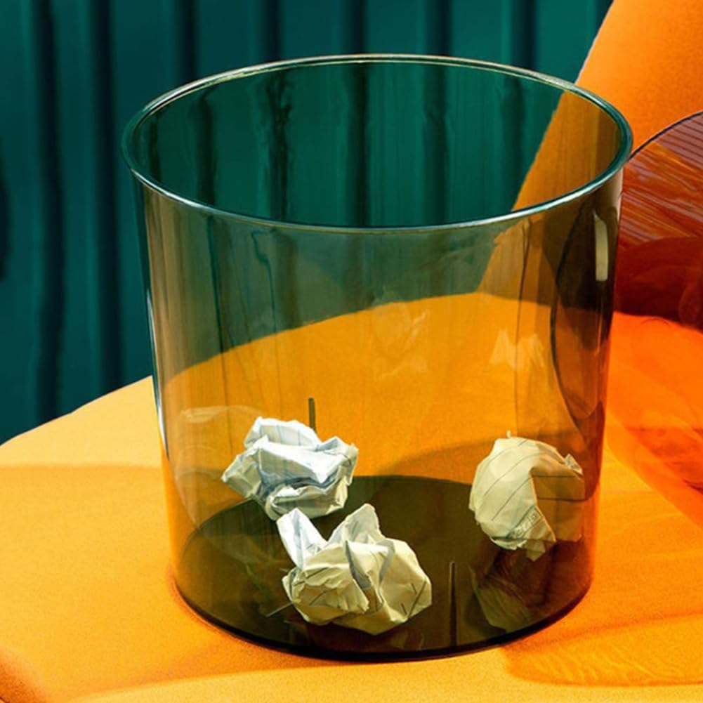 Bathroom Trash Can 6.5 x 5.7 x 6.1 Inch Small Trash Can Plastic Wastebasket Large Capacity Green Round Garbage Can for Bathroom Bedroom Office Kitchen Dorm Room (S)