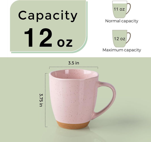 AmorArc 12oz Coffee Mugs, Ceramic Coffee Mugs set of 4 for Man, Woman, Dad, Mom, Modern Coffee Mugs with handle for Latte/Cappuccino/Milk/Cocoa. Dishwasher&Microwave Safe, Cloud Pink