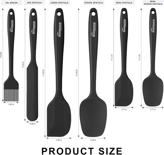 NileHome Silicone Spatula Set, 6 Pieces Food Grade Kitchen Utensils with Silicone Brush Heat Resistant BPA-free Rubber Spatula for Scraping, Baking, Cooking, Mixing