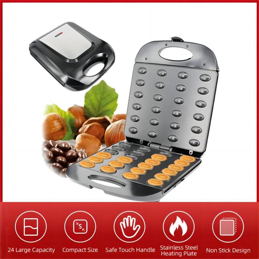 Walnut Cookie Maker 24 Holes Mold Maker Electric Walnut Cake Maker Mini Nut Waffle Bread Machine Sandwich Iron,Toaster Baking Breakfast Pan