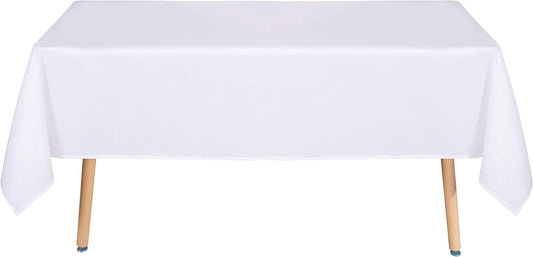 sancua Rectangle Tablecloth - 90 x 156 Inch - Water Resistant Spill Proof Washable Polyester Table Cloth, Decorative Fabric Table Cover for Dining Tables, Buffet Parties and Camping, White