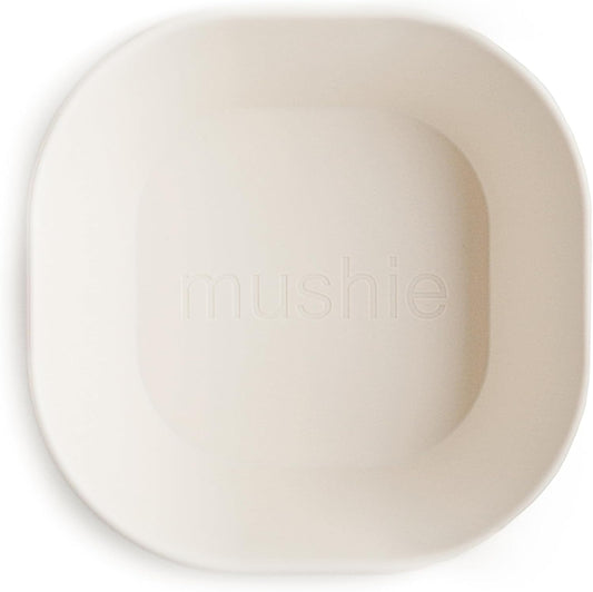 mushie Square Dinnerware Bowls for Kids | Made in Denmark, Set of 2 (Ivory)