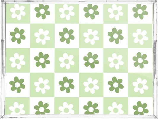 Acrylic Serving Tray with Handles Spill Proof Kitchen Storage Tray Clear Decorative Tray Makeup Drawer Organizer Storage Tray for Bathroom Living Room Ottoman 15.7x11.8Inches