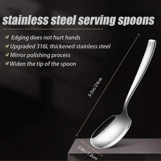 316L stainless steel Heavy Duty Square head Buffet Serving Spoons, Extra Large,1-Piece Set