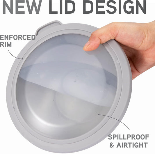 COOK WITH COLOR Mixing Bowls Set with TPR Lids - 12 Piece Plastic Nesting Bowls Set includes 6 Prep Bowls and 6 Lids, Microwave Safe (Grey)