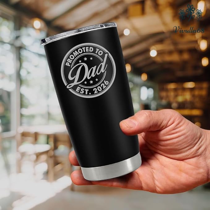 Vivulla68 Promoted To Dad 2026 Tumbler 20Oz, Dad Est 2026 Mug, 1st Daddy Gifts, New Baby Gifts Ideas, Papa Established 2026 Coffee Cup, Fathers To Be Gift, Expecting Papa Mug, First Time Daddy Gift