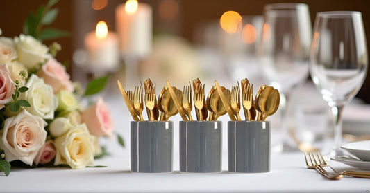 Silverware Holder for Wedding Parties Home Grey Ceramics Silverware Caddy