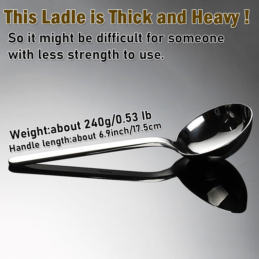 Thick Heavy Large ladle,18/10 Stainless Steel Scoop spoon for flour,soybeans,stews,and other liquid dishes 10 inch 1Pack