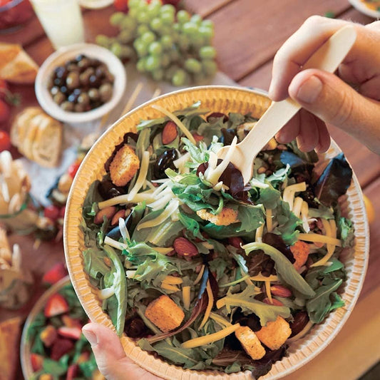 Disposable Wooden Cutlery Set - 100% Home Compostable - 100 Spoons 6.5", Bamboo Utensils Alternative, Eco-Friendly, Organic, Sustainable and Carbon Neutral Certified