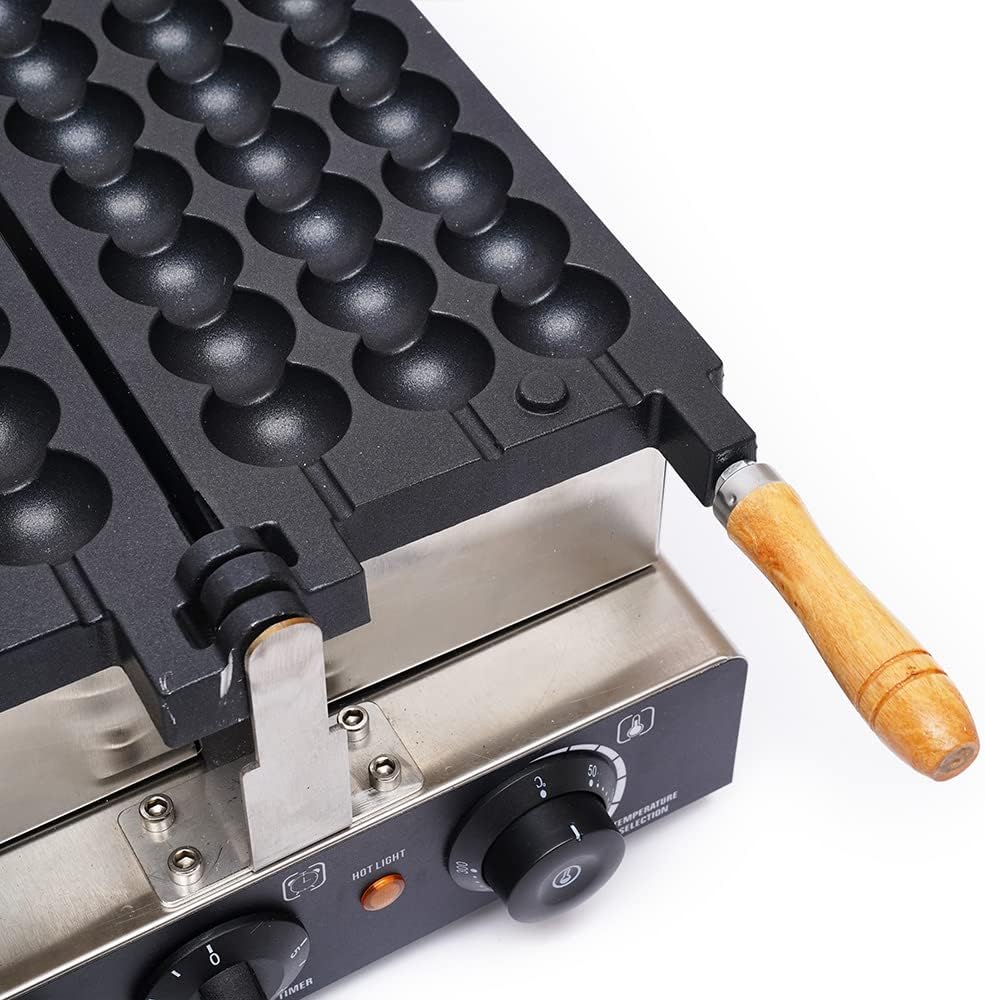 1800W Commercial Bubble Waffle Maker, 6 Grids Electric Waffle Maker Non-Stick Stainless Steel Belgian Waffle Iron w/Time & Temper Adjustable|180°Rotating, Large Waffle Machine for Restaurant Party