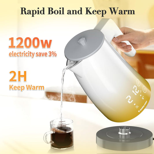 Electric Kettle with 5-Temperature Control,1.25L Cordless,Penguin Shape Design,1200W with Keep Warm and Auto Shut-Off,Perfect for Tea,Coffee & Themed Kitchen(Yellow Gradient)