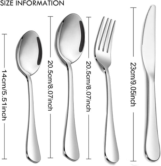24 pcs Flatware Set, Silverware Set for 6, Knife Fork Spoon, Home Dinnerware Tableware Set for 6, Cutlery Set, Include Knives/Forks/Spoons