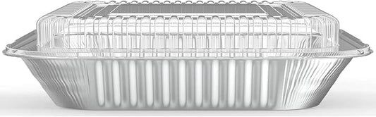 20 Pack Foil Pans with Plastic Lids 8 X 8 Inch Disposable Aluminum Tin Foil Baking Pans Meal Prep for Catering Party Meal Prep, Take Out, Freeze, Food Storage, Prepping Food