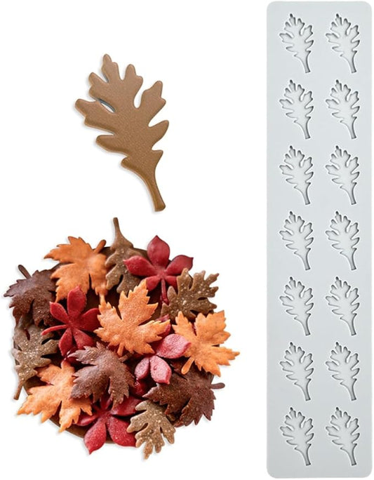 mostsom Embossing Lace Fondant Molds, Silicone Oak Leaf Vine Mat for Wedding/Autumn Cake Decor, Cupcake Topper, Gum Paste, Icing Candy Imprint Baking Mould - Sugarcraft Trimming Tool (H_ Oak Leaves)