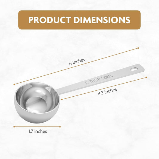 1PCS 2TBSP(30ML) 18/8 Stainless Steel Measuring Spoon, Metal Measure Scoop for Dry and Liquid Spices, Must-have for Kitchen