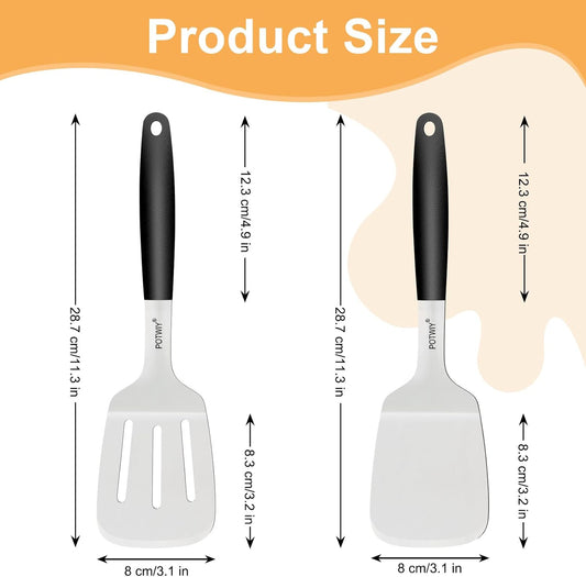 2 Pcs Stainless Steel Spatula Set, 11.3 x 3.1In Metal Spatulas for Kitchen Use, Cast Iron Skillet Cooking, Solid and Slotted Turner with Heat Resistant Handle, Flipper for Steak, Eggs, Burgers