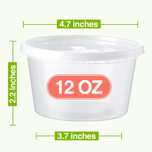 75 Sets 12oz Deli-Containers-with-Lids-Airtight-Plastic-Food-Storage-Containers-with-Lids-Soup-Slime-Overnight-Oat-To-Go-Containers