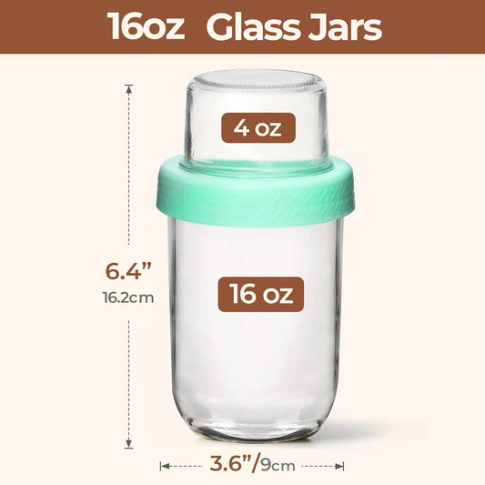 ComSaf 2-Pack 16 oz Overnight Oats Containers with Lids, Dual-Laryer Chia Pudding Jars with Dry and Wet Separation, Yogurt Parfait Cups for Oatmeal Cereal Nut Fruit, Meal Prep Glass Jars for Salad