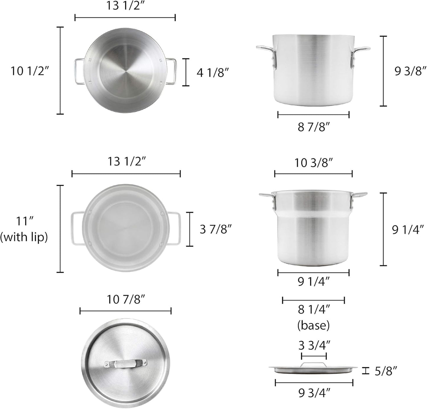 TrueCraftware- 12 Qt. Double Boiler Pot Aluminum with Cover – Heavy Gauge Steam Melting Pot Double Boiler for Chocolate Melting Fondue Candy Cheese Desserts and Specialty Sauces Mirror-Finish