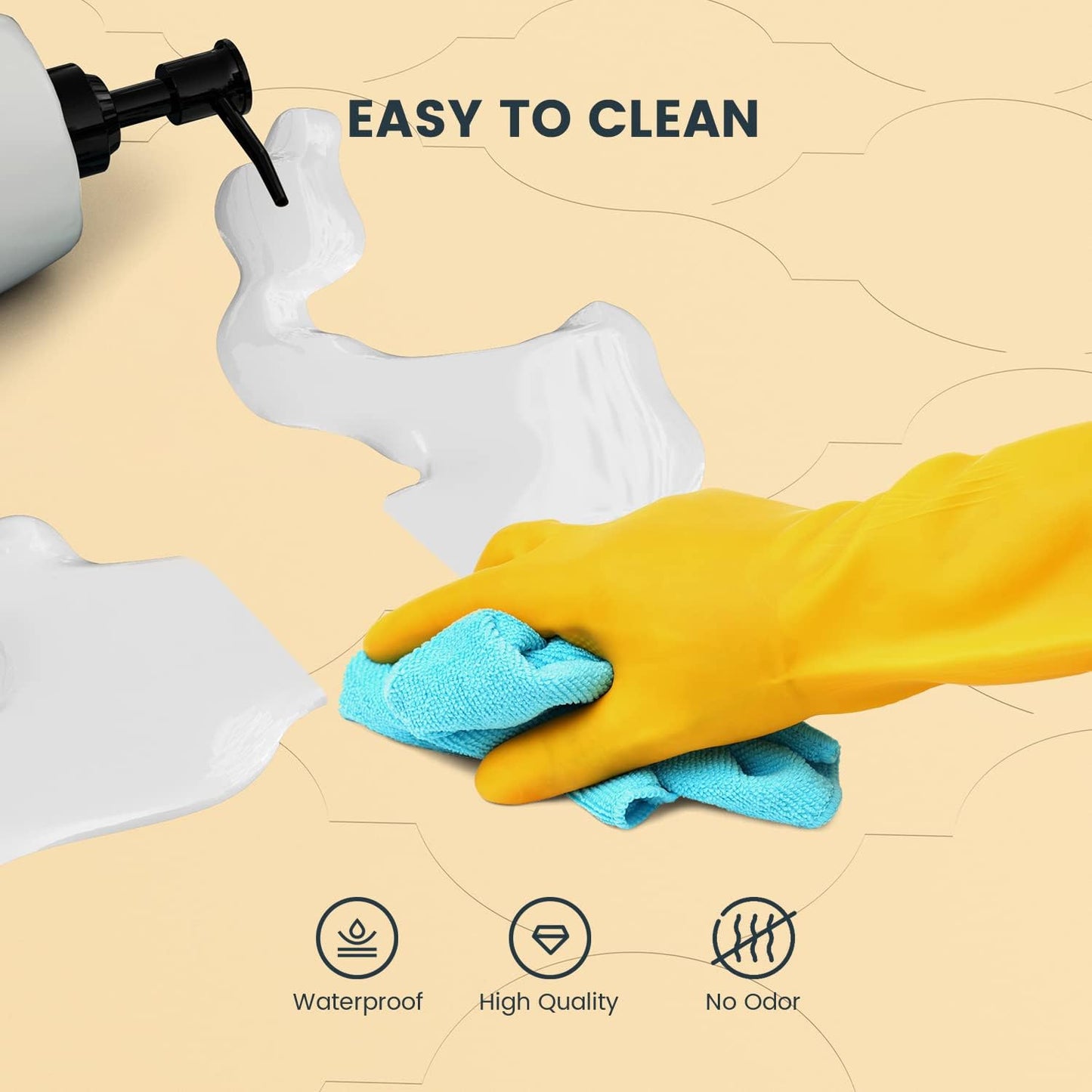 Under Sink Mat, 34" x 22" Silicone Kitchen Cabinet Tray, Waterproof & Flexible Under Sink Liner for Kitchen Bathroom and Laundry Room(Beige)