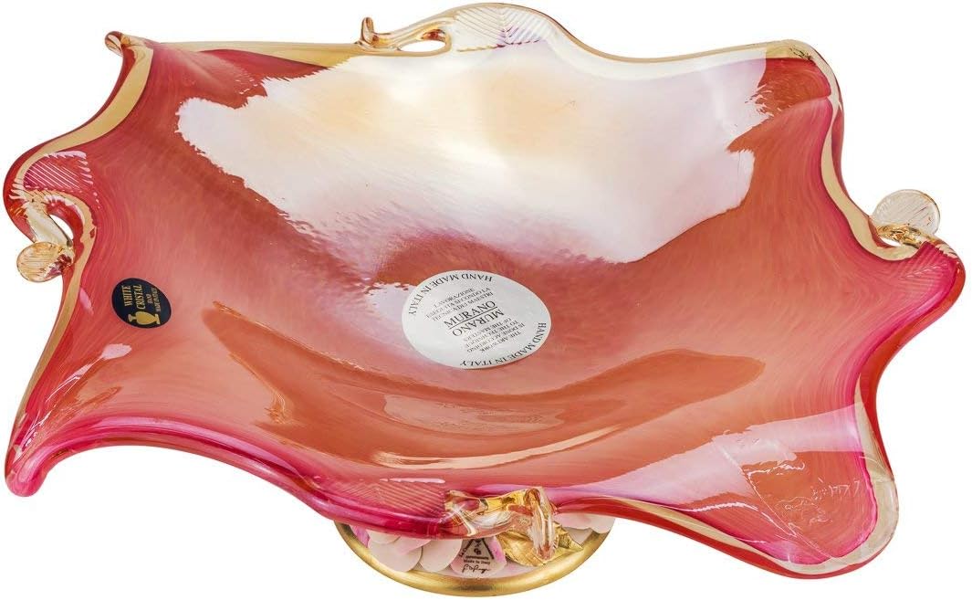 Footed Fruit Bowl 'Omega' Medium Serving Centerpiece Bowl 11 Inch (Pink)