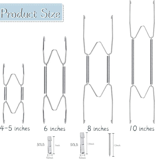 20 Pieces Invisible Wall Plate Hangers 4/5/6/8/10 Inches Wall Plate Hangers Stainless Steel Decorative with 20 Pieces Hook with Nails for Decorative Antique and Arts(Silver)