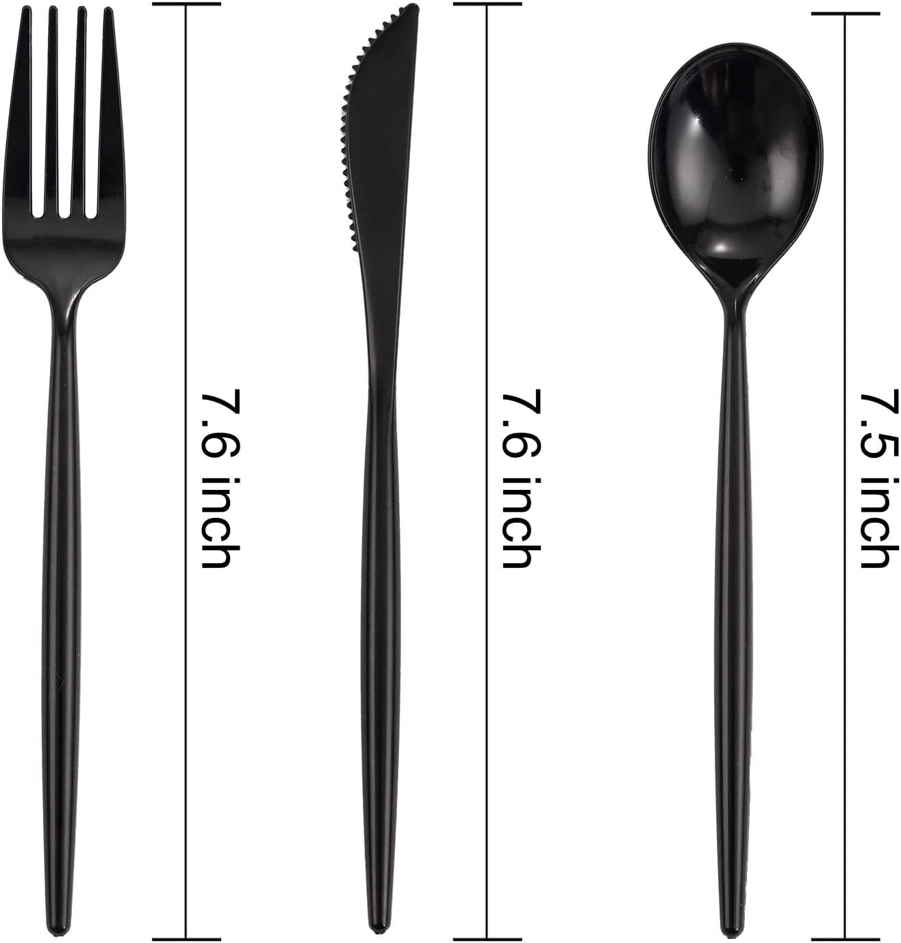 Supernal 180pcs Black Plastic Silverware Heavy Duty Black Party Cutlery Disposable Plastic Forks and Spoons Disposable Utensils Flatware Include 60 Forks,60 Knvies,60 Spoons